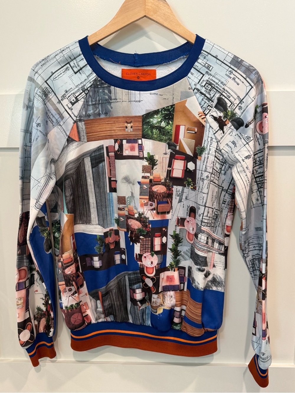 Clover Canyon Graphic Architecture Interior Design Long Sleeve sweatshirt Sz S